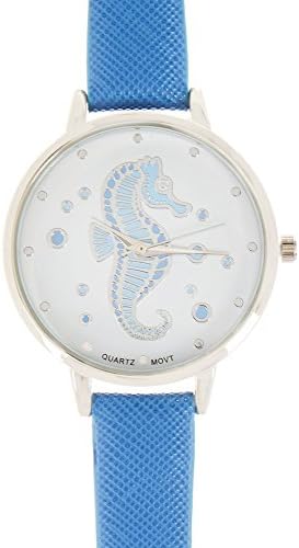 Bay Studio Womens Seahorse Blue Watch One Size Blue/silver tone