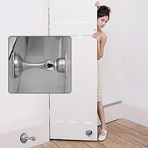 Shackcom 2 Pack Magnetic Door Stop, Stainless Steel Door Stopper in Brushed Nickel, Door Holder for Wall or Floor Mount with Screws, or 3M Double-Sided Adhesive Tape No Need to Drill - DS818 - Thumbnail 6