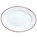 Enamelware Oval Plate, 11.75 inch, Vintage White/Red (Single)