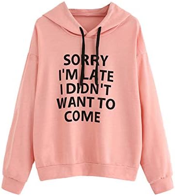 Cathalem Women's Casual Letter Print Hoodie Graphic T-Shirt Long Sleeve Sweatshirt Blouse with Pockets