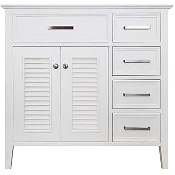 Ariel 36 Inch White Bathroom Vanity Base Cabinet With Left Offset