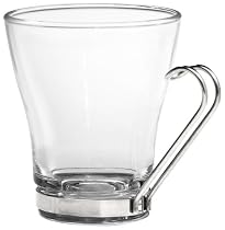 Bormioli Rocco Oslo Cappuccino Cup with Stainless Steel Handle, Set of 4, Gift Boxed