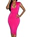 HUUSA Womens Low V Neck Sleeveless Bodycon Cocktail Party Midi Dress L Rosy