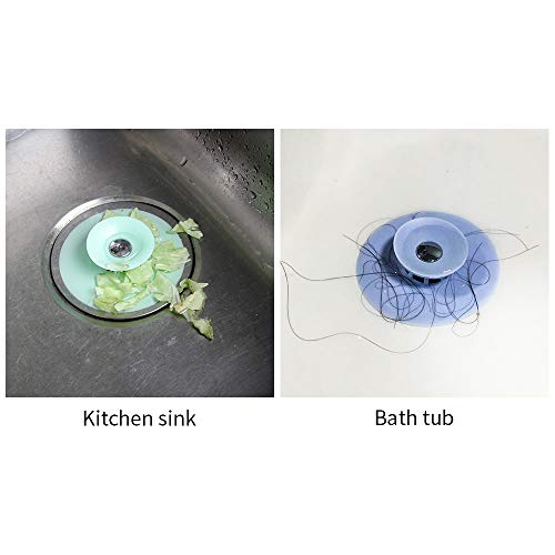 One Touch Open and Close, Attom Tech Easy Operation Shower Drain Stopper, Silicone Bathtub Drain Stopper Hair Trap Catcher Bathtub Drain Strainers Protectors Tub Shower Drain Bathroom Sink Plug (6 PK) - Thumbnail 4