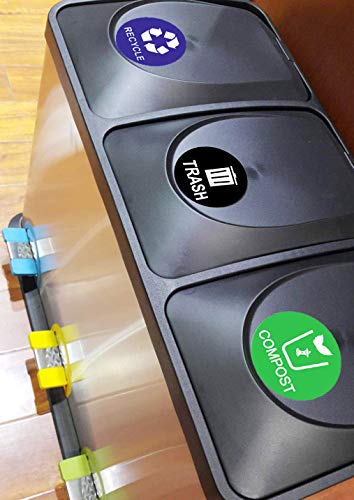 Well Tile Recycle Sticker Trash Bin Label Compost Sign Decal 9 Pack - 4" X 4" - Waterproof Organize & Coordinate Garbage Waste from Recycling - for Metal or Plastic Trash Cans (4 inch 9 Pack) - Thumbnail 2