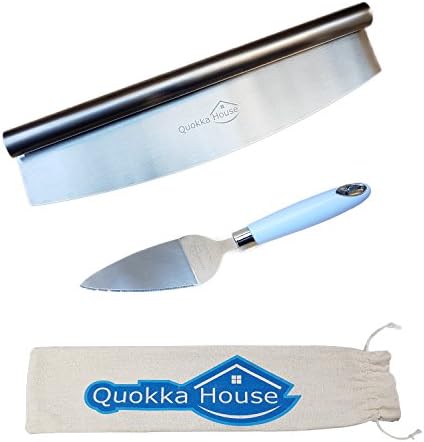 Quokka House Pizza Cutter 2 pc Gift Set w/ Non-Slip Comfort Handle, Sharp Blade &amp; Anti-Slip Grip for Serving Pizzas, Pies, Cakes
