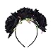 DreamLily Day of The Dead Headband Costume Rose Flower Crown Mexican Headpiece BC40 (Big 3 Black Flower)
