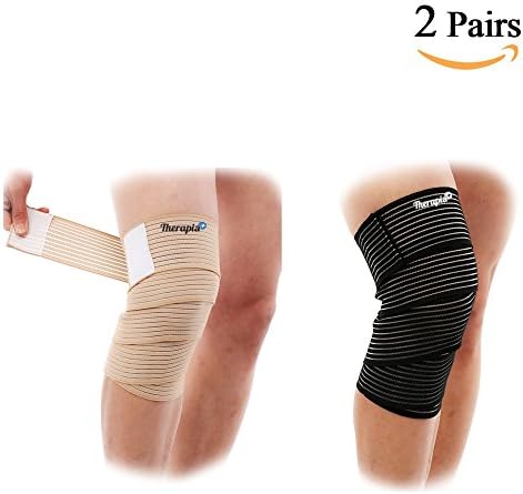 Knee Wraps for Squats Weightlifting 2 Pairs 2 Colors Power Lifting Running Compatible Knee Wraps for Women and Men Knee Supports