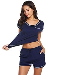 Ekouaer - Conjunto de pijama de manga corta para mujer (tallas S-XXL)