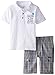 Calvin Klein Little Boys' White Polo Top with Plaid Cargo Shorts 4-7