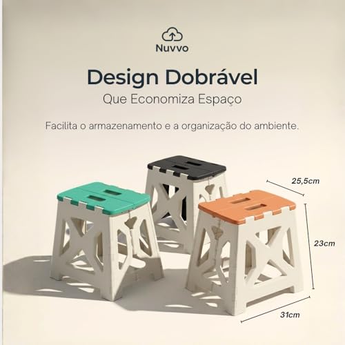 Banqueta Dobrável Reforçada Adulto Suporta 150kg Banco Portátil Pesca Camping Churrasco Abertura Rápida Sem Ferramenta Cabe no Porta-Malas Armário Assento Extra Multiuso (Branco/Verde)
