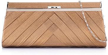 HMaking Women's Pleated Satin Clutch Purse Crystal Wedding Prom Evening Handbags(coffee)