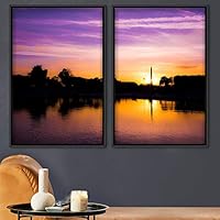 2 Piece Framed Canvas Wall Art Sunset Canvas Prints Home Artwork Decoration for Living Room,Bedroom - 16