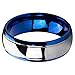 QUEENWISH 6/8mm Tungsten Carbide Wedding Bands Blue Silver Dome Bridal Engagement Rings for Couples