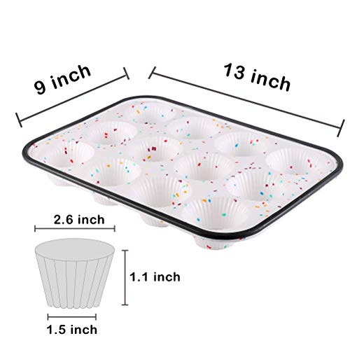 Silicone Muffin Pan,Regular 12 Cups Cupcake Baking Pan, Stainless Steel metal frame inside, BPA Free Dishwasher - Microwave Safe