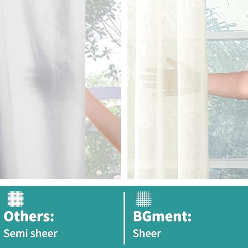BGMENT SHEER LINEN CURTAINS FOR LIVING ROOM 2 PANELS SET, SEMI SHEER CURTAINS 120 INCH LENGTH FOR BEDROOM LIGHT FILTERING CURTAINS & DRAPES WITH GROMMET, EACH 2 PANELS, 52 X 120 INCH, CREAM WHITE