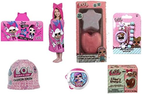 LOL Surprises Hooded Bath Towel, Digital Watch, Fashion Crush, Finders Keepers Chocolate, Candy Key Chain Case Gift Bundle
