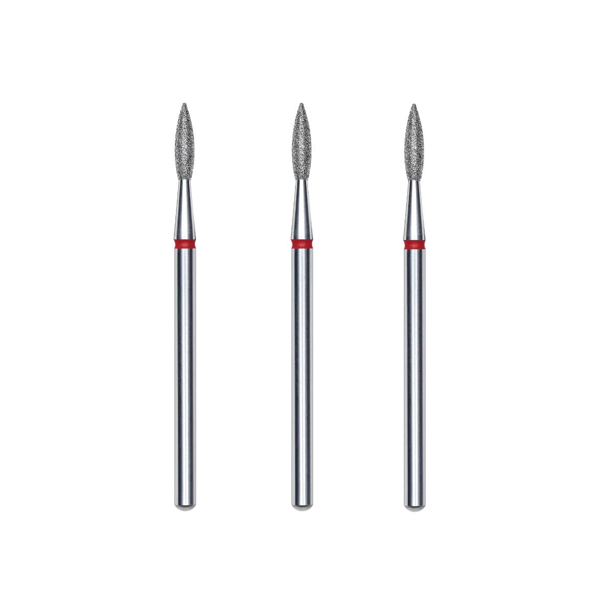 STALEKS PRO Set of 3 Diamond Cuticle Burs, 2.1 x 0.8 mm, Flame Shape (Fine Grit)