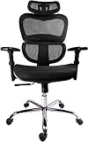 Smugdesk Mesh Adjustable Headrest, Lumbar Support, 3D Armrest Office Chair Dark Black