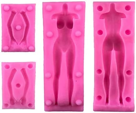 EIKdoulf02 3D Doll Body Shaped Silicone Mold Fondant Decor Handmade DIY Baking Clay Mould - Pink Female