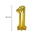 40 Inch Gold Foil Balloons Number 1, Number Balloons for Birthday Anniversary Party (Gold 1)