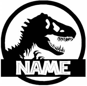 T-Rex Jurassic Park – Personalizado con su nombre Negro Vinilo Arte De