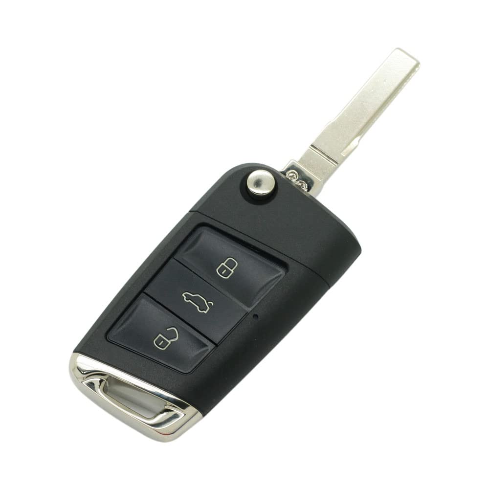 BROVACS Modified Upgraded Key Shell Compatible with VOLKSWAGEN Golf Jetta SKODA SEAT 3 Button Keyless Entry Flip Remote Key Case Fob SS827