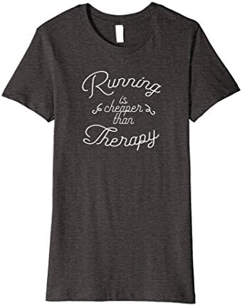 Womens Running is Cheaper Than Therapy Funny Runner Tshirt Track T Medium Dark Heather