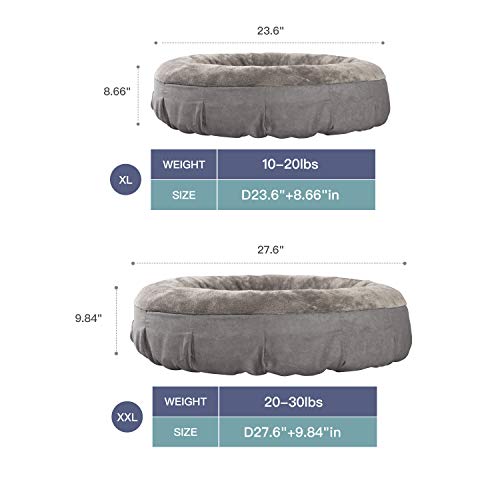 Love's cabin Round Donut Removable Cover Cat and Dog Cushion Bed, 24in Large Grey Pet Bed for Cats or Small Dogs, Anti-Slip & Water-Resistant Bottom, Super Soft Durable Fabric Pet Supplies - Thumbnail 4