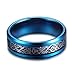 Tungary 8mm Tungsten Rings for Men Wedding Engagement Band Dragon Blue Beveled Edge Size 6-14