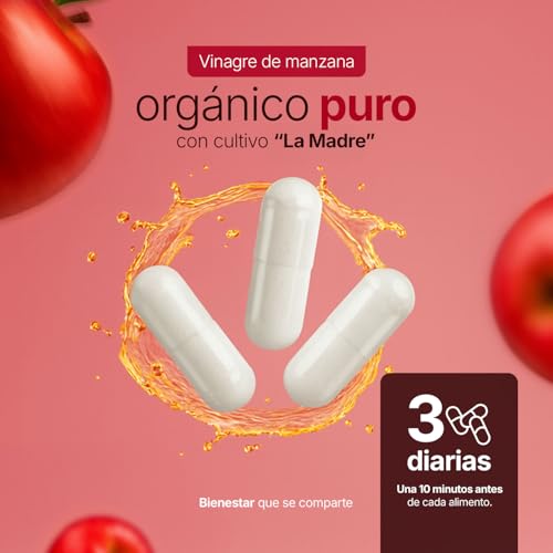 Vinagre de Manzana Orgánico con 240 cápsulas | Fórmula Platinum para Bienestar Digestivo | con Cultivo “La Madre | Organic Apple Vinegar Platinum B Life.
