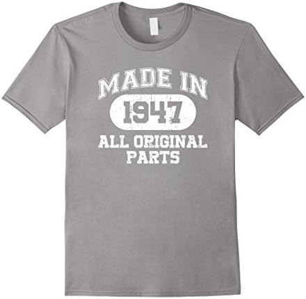 Men's Premium "MADE 1947 ALL ORIGINAL PARTS" 70th Birthday T-Shirt XL Slate
