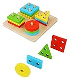 Shape Sorting Cube Block, Adv-one Creative Wooden Colour and Shape Geometric Sorting Board/Educational Toy - Stack & Sort Puzzle Toys for Age 2+ year old Boy and Girl