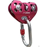 CARAPEAK Zip Line Trolley with Carabiner Fits Cable up to 1/2 Inches, 30kN Zipline Dual Pulley with 25kN Steel Karabiner for Backyard, Homemade, Fits 1/4 5/16 3/8 1/2