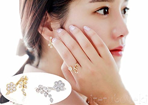 Mitetuboueki お洒落 フラワー 花 指輪 調整リング 葉リング 最安値挑戦 アクセサリー 可愛い X57 ゴールド フラワーモチーフ 女性 ジュエリー