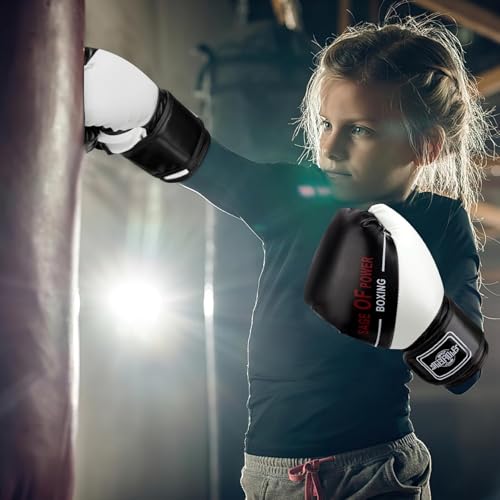 Ssumght 4-in-1 Kids Boxing Gloves and Punching Mitts Set, Boxing Pads with Boxing Reflex Ball, Kid Boxing Equipment Set with Hand Wrap for MMA Training, Muay Thai, Karate,6oz