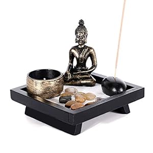 GoMaihe Zen Garden Ornaments Incense Stick Holder Candle Tray, Tealight Candlestick Holders Decorative Accessories, Home Decorations for Living Room Bathroom Dining Room, Spiritual Gift Set Women Men