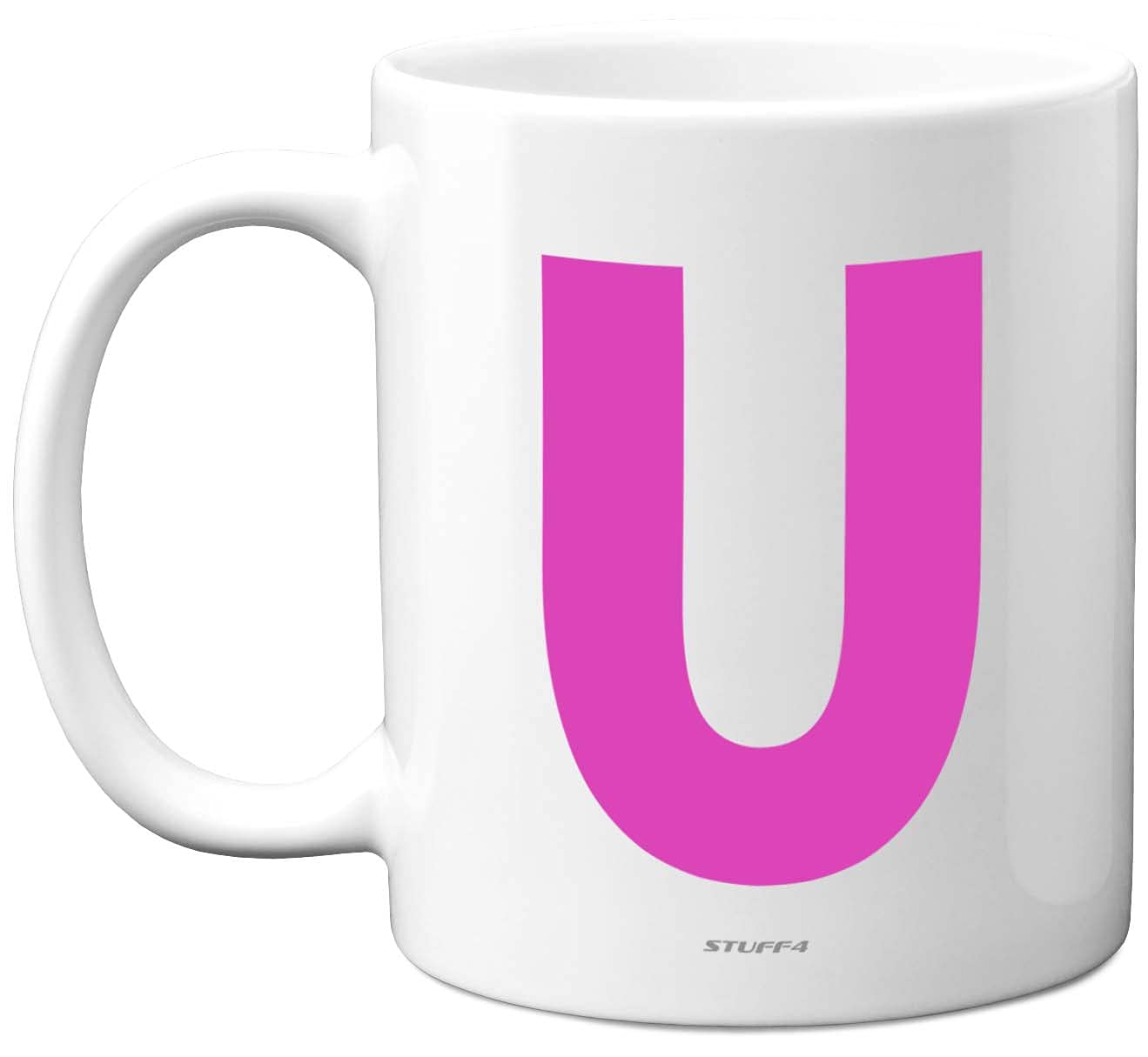Stuff4 Personalised Alphabet Pink Initial Mug - Letter U Mug, Gifts for Her, Mothers Day, Birthday Gift for Mum, 11oz Ceramic Dishwasher Safe Anniversary, Valentines, Christmas, Retirement