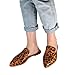 Maypie Womens Flat Mules Closed Pointed Toe Slip On Loafer Slides Backless Shoes, Leopard, 10 B(M) US