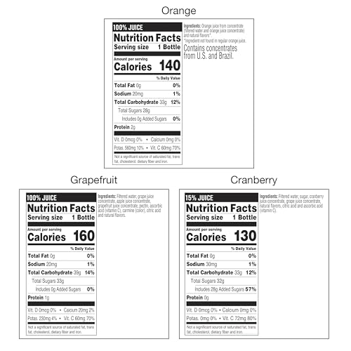 TROPICANA 100% JUICE VARIETY PACK – ORANGE, CRANBERRY, RUBY RED GRAPEFRUIT, SINGLE SERVE, 10 FL OZ BOTTLES (PACK OF 24) – VITAMIN C RICH, NO ADDED SUGARS, NO ARTIFICIAL FLAVORS