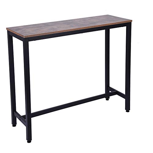US Fast Shipment Quaanti Pub Bar Table,Counter Height Dining Table,Dining High Top Table,Industrial Kitchen Bar Table Chairs Stools Set for Small Space,Breakfast Nook,Dining Room,Living Room (Brown)