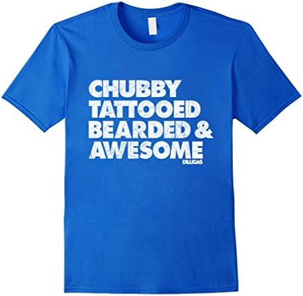 Men's Chubby Tattooed Bearded &amp; Awesome T-Shirt Vintage Distressed 3XL Royal Blue