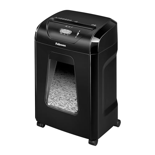 Fellowes FS-15C Paper Shredder, Cross Cut, 15 Sheets, P4, 19L Pull-Out Box, High Security, Paper Shredder for Home & Office, Quiet & Powerful, Black