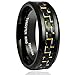 King Will 8mm Mens Tungsten Ring Wedding Band Black and Gold Carbon Fiber Inlay Comfort Fit