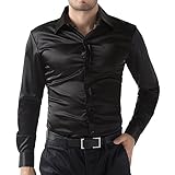 PAUL JONES Men's Slim Fit Silk Like Solid Long Sleeve Dress Shirts