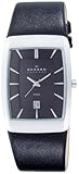 Skagen Black Leather Rectangle Case Watch 690Lslb