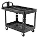 Rubbermaid Commercial Executive Series Heavy-Duty 2-Shelf Utility Cart with Quiet Casters, 500 lb capacity, Black (1867535)