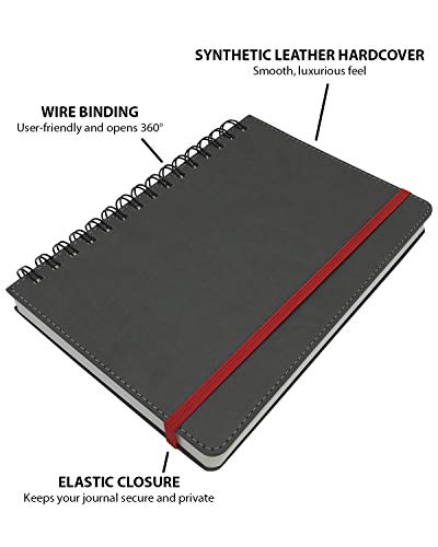 Spiral Bullet Journal Notebooks with Dotted Grid Pages | 120GSM Paper, Faux Leather Hardcover, A5 Size | 200 Dot Grid Pages Per Book, Set of 2 | Perfect for Writing and Drawing - Thumbnail 5