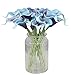 Duovlo 20pcs Calla Lily Bridal Wedding Bouquet Lataex Real Touch Artificial Flower Home Party Decor (Purple in Blue)