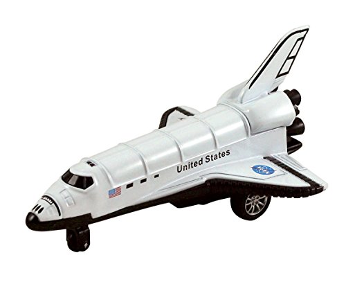 Die Cast Metal 5" White Space Shuttle w/ Pull Back Action